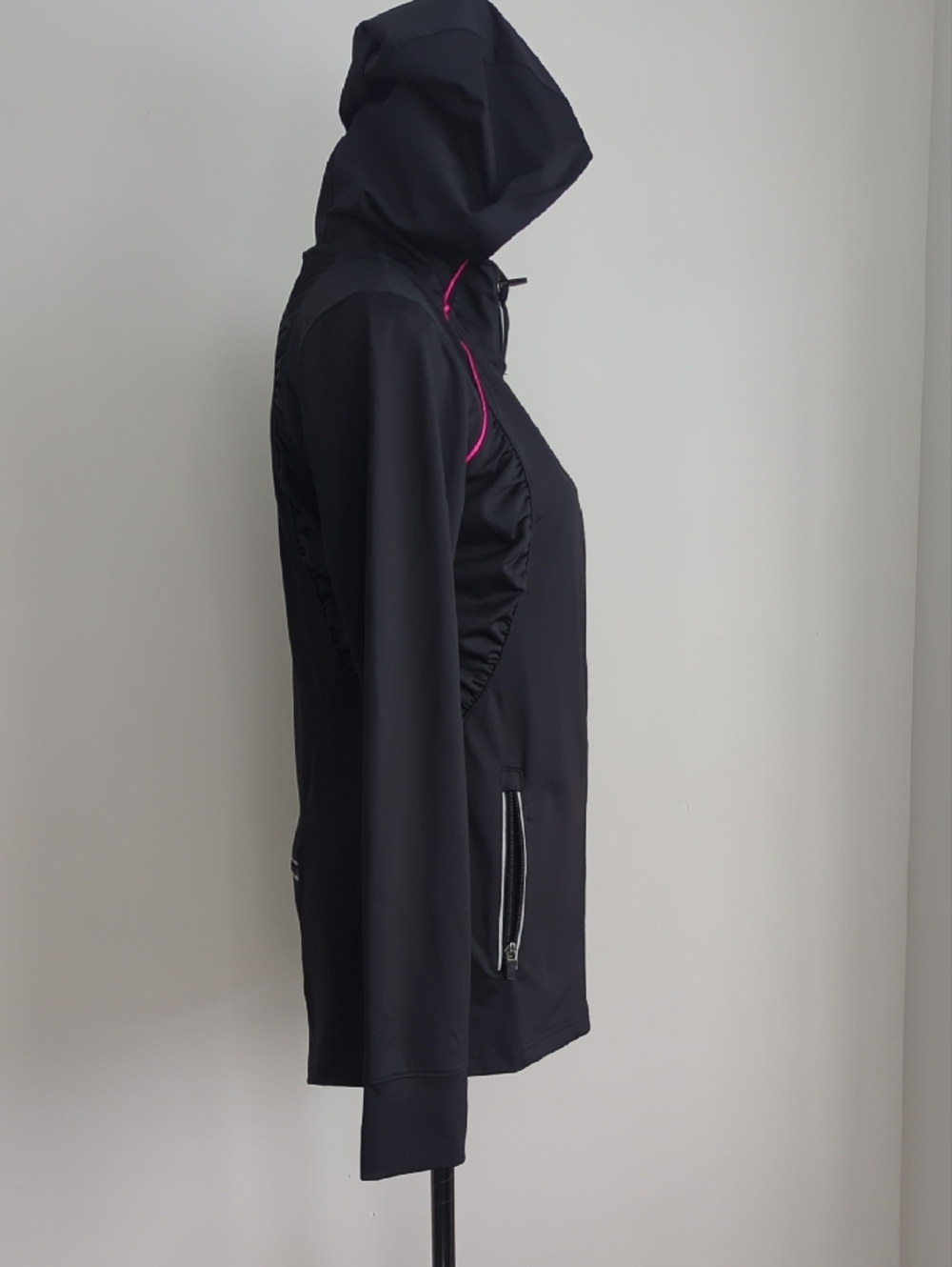 Ideology Black Workout Jacket with Pink Accents - Zipped Pockets All Around - Picture 3 of 8